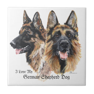 Azulejo De Cerámica Perros Pastor Alemán