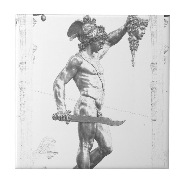 Azulejo De Cerámica Perseus con el jefe de la medusa (Frente)