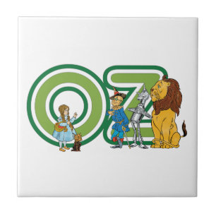 Azulejo De Cerámica Personajes vintage del mago de Oz y letras de text