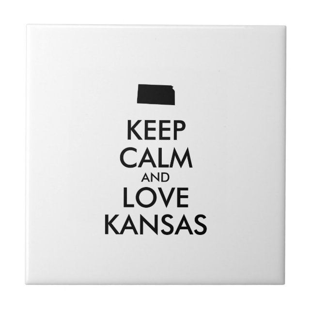Azulejo De Cerámica Personalizable MANTENER CALMA Y AMAR A KANSAS (Frente)