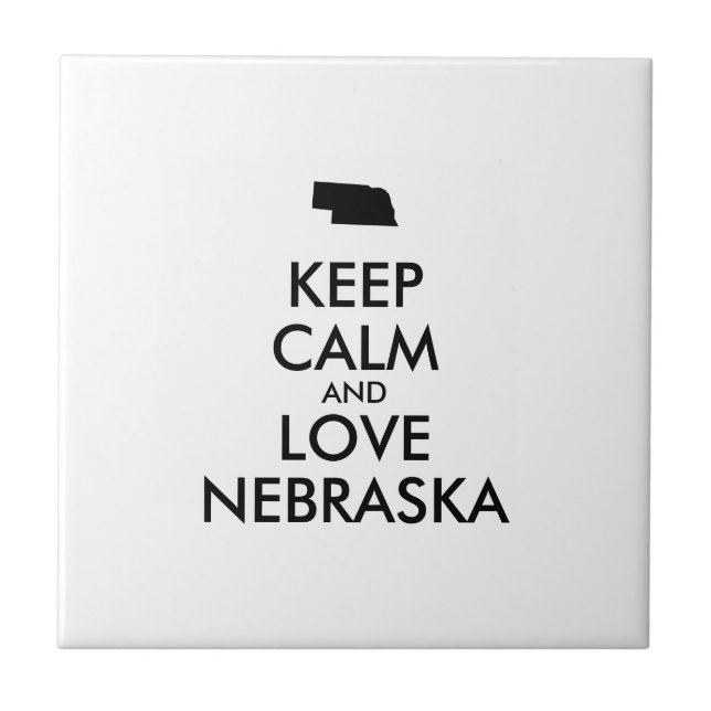 Azulejo De Cerámica Personalizable MANTENGA LA CALMA Y AME A NEBRASKA (Frente)