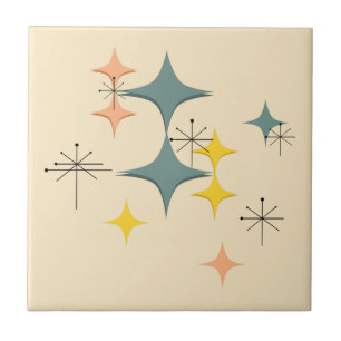 Azulejo De Cerámica Personalizado atómico moderno de Eames Starbursts