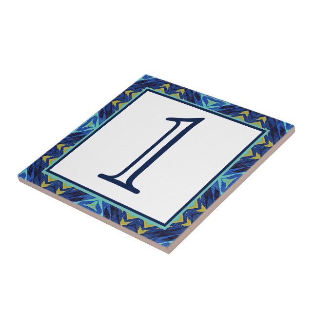 Azulejo De Cerámica Personalizado Blue Turquoise Green Tribe Art House (Lado)