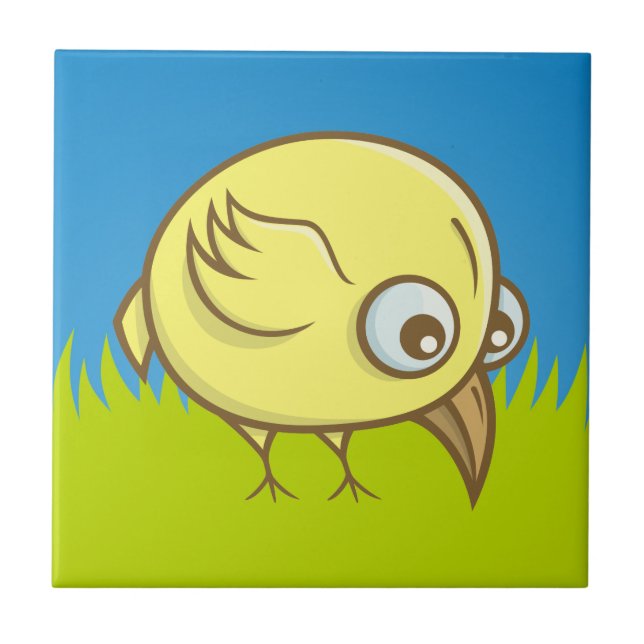 Azulejo De Cerámica Personalizado de pájaro amarillo (Frente)