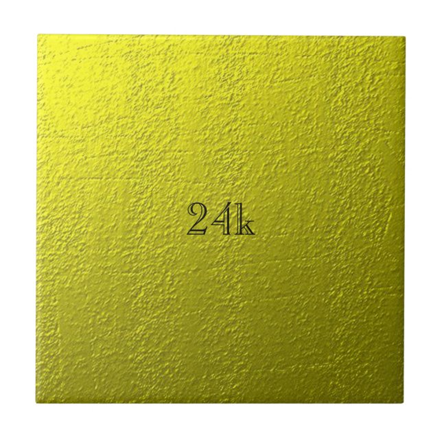 Azulejo De Cerámica Personalizado Faux 24k Solid Gold (Frente)