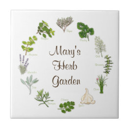 Azulejo De Cerámica Personalizado Herb Garden Tile