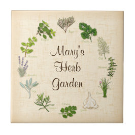Azulejo De Cerámica Personalizado Herb Garden Tile