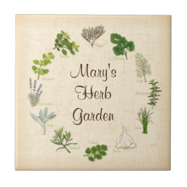 Azulejo De Cerámica Personalizado Herb Garden Tile