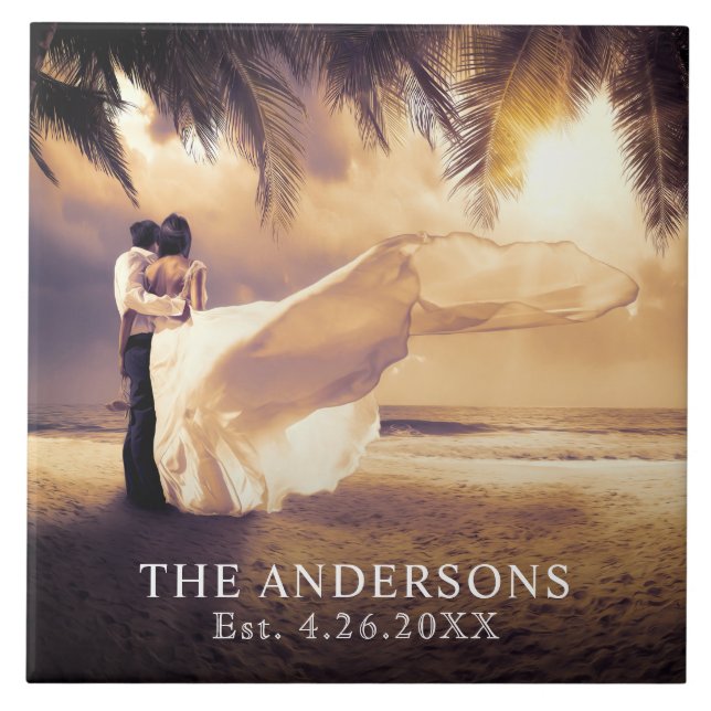 Azulejo De Cerámica Personalizado Keepsake Boda Foto (Frente)