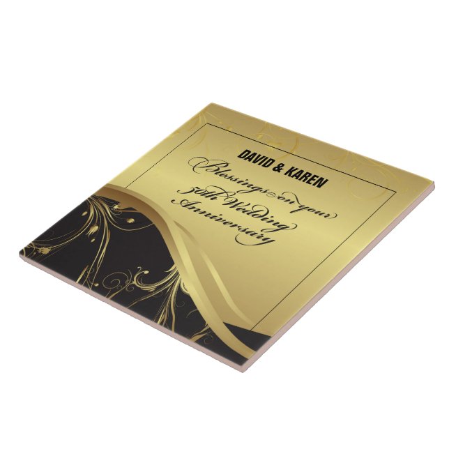 Azulejo De Cerámica Personalizar, 50 aniversario Boda Religioso (Lado)