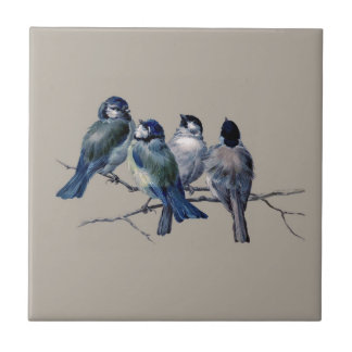 Azulejo De Cerámica Personalizar adorable arte vintage pájaros azules 