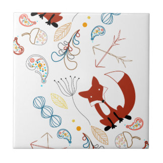 Azulejo De Cerámica Personalizar el modelo moderno de Fox Woodland