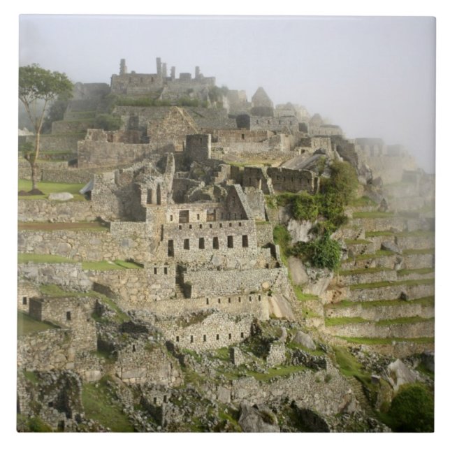 Azulejo De Cerámica Perú, Machu Picchu. La antigua ciudadela de Machu (Frente)