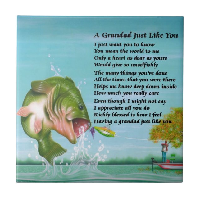 Azulejo De Cerámica Pesca - Poema del abuelo (Frente)
