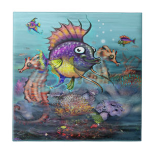 Azulejo De Cerámica Pescado arco iris