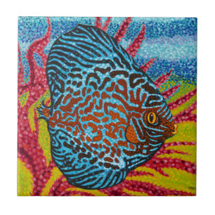 Azulejo De Cerámica Pescado tropical brillante II
