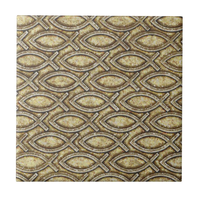 AZULEJO DE CERÁMICA PESCADOS FOSILIZADOS DE JESÚS (Frente)