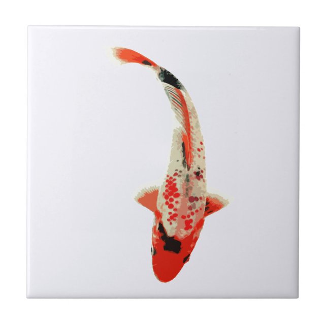 Azulejo De Cerámica Pescados rojos, blancos, y negros de Koi (Frente)