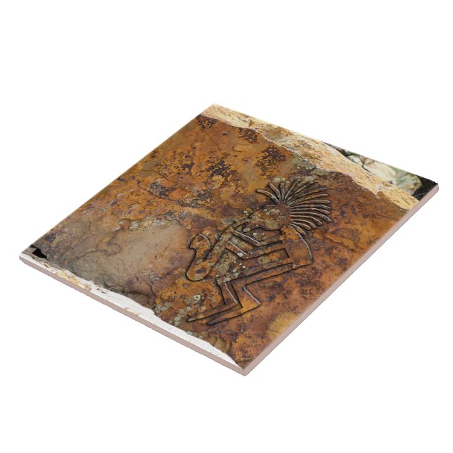 Azulejo De Cerámica Petroglifo del jugador de Kokopelli Saxaphone (Lado)