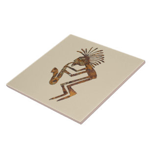 Azulejo De Cerámica Petroglifo del jugador de saxofón