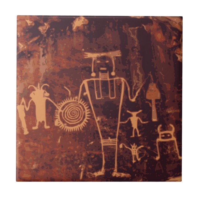 Azulejo De Cerámica Petroglyph, Monumento Nacional de Dinosaurios, Col (Frente)