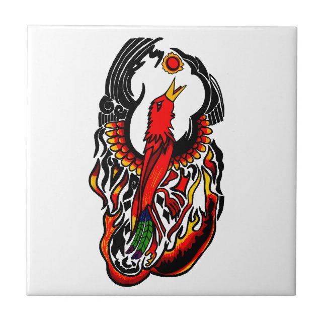 Azulejo De Cerámica Phoenix On Fire (Frente)