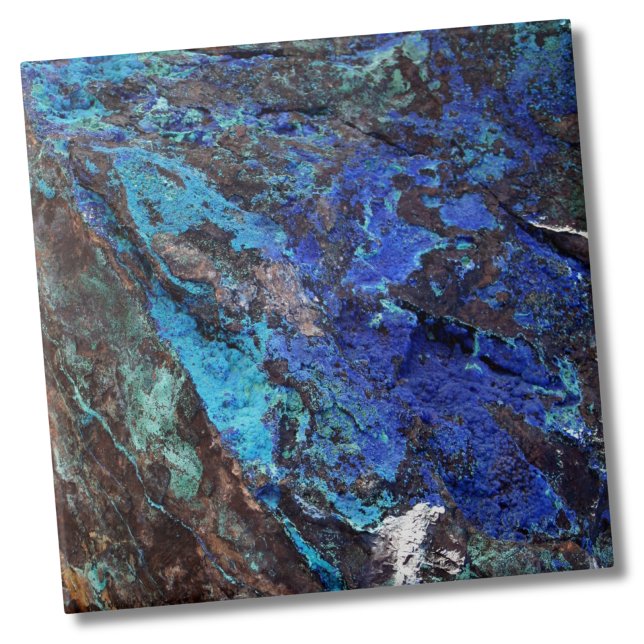 Azulejo De Cerámica Piedra de mármol azul elegante (Stylish Unique Dark Blue Turquoise Mineral Stone Tile)