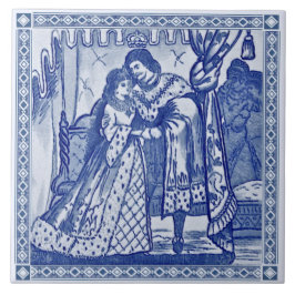 Azulejo De Cerámica Pieza de Cenicienta azul victoriana Repro Tile c.1