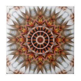 Azulejo De Cerámica Pieza de pájaro radiante Kaleidoscope Mandala Tile