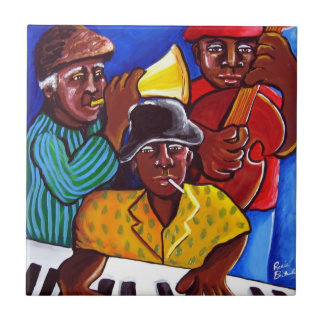 Azulejo De Cerámica Pila de arte folclórico afroamericano Jazz Trio