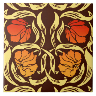 Azulejo De Cerámica Pimpernel de William Morris, naranja del moho y