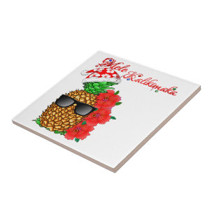 Azulejo De Cerámica Piña del navidad de Mele Kalikimaka