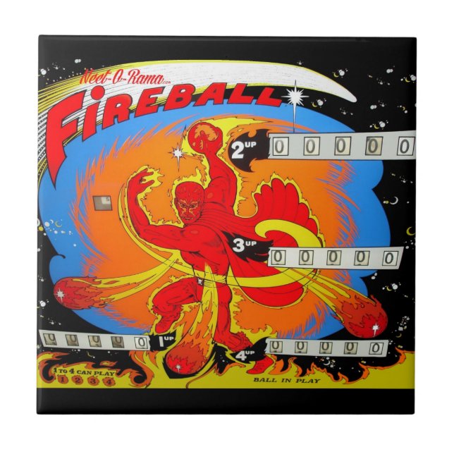 Azulejo De Cerámica Pinball de la bola de fuego (Frente)