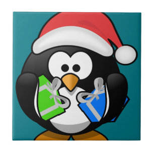Azulejo De Cerámica Pingüino con regalos