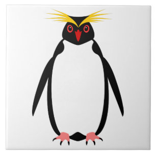 Azulejo De Cerámica Pingüino rockhopper o macaroni divertido