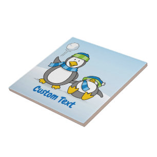 Azulejo De Cerámica Pingüinos de Snowballing