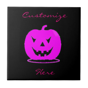 Azulejo De Cerámica Pink Jack o'lantern Halloween Thunder_Cove