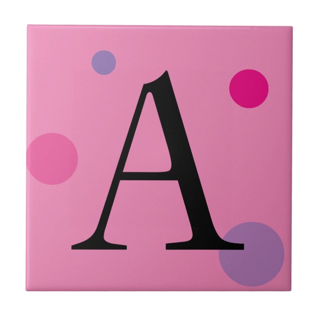 AZULEJO DE CERÁMICA PINK MONOGRAM POLKA DOT TILE (Frente)
