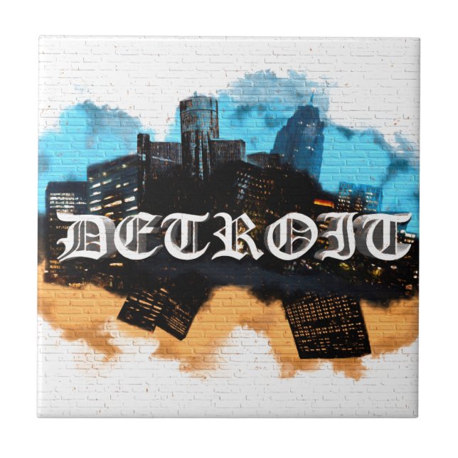 Azulejo De Cerámica Pintada de Detroit (Frente)