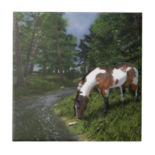 Azulejo De Cerámica Pintar caballo por flujo forestal