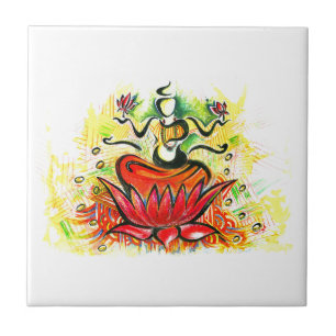 Azulejo De Cerámica Pintura abstracta hecha a mano de Lakshmi Maa