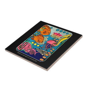 Azulejo De Cerámica Pintura acuática del océano abstracto de la MOD 