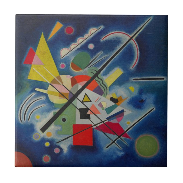 Azulejo De Cerámica Pintura azul de Kandinsky (Frente)