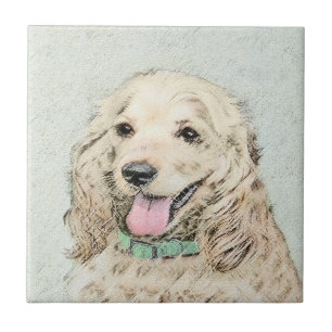 Azulejo De Cerámica Pintura Buff de Cocker Spaniel - Arte Perro Origin