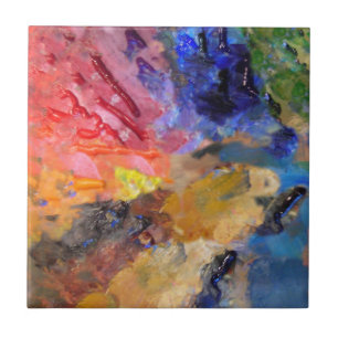 Azulejo De Cerámica Pintura colorida de la paleta del pintor