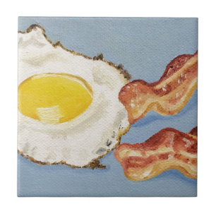 Azulejo De Cerámica Pintura de desayuno con tocino y huevo