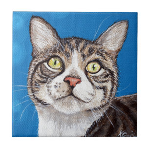 Azulejo De Cerámica Pintura de gatos tabby