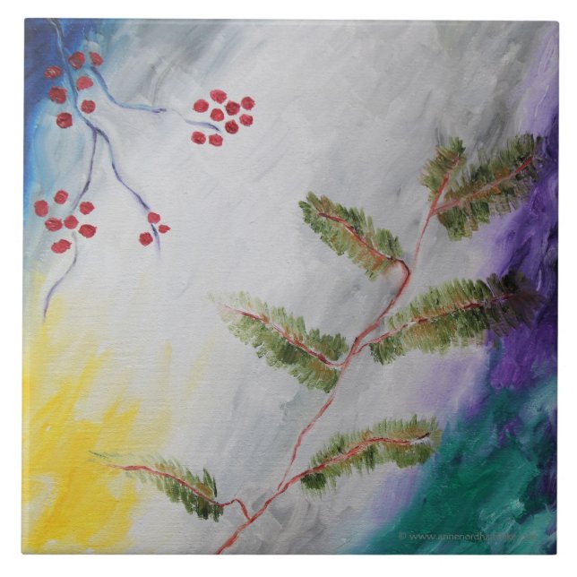 Azulejo De Cerámica Pintura de la tarde de diciembre (Frente)