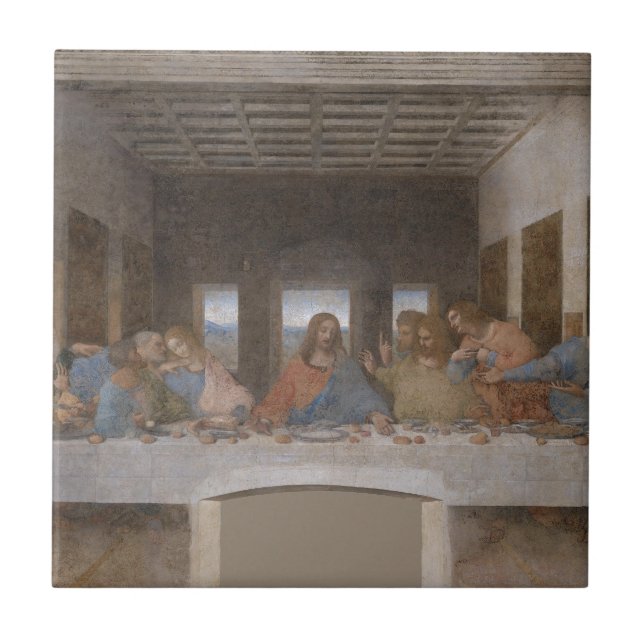 Azulejo De Cerámica Pintura de Leonardo da Vinci de la última cena (Frente)
