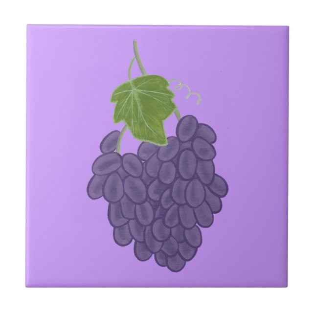 Azulejo De Cerámica Pintura de mosaicos de uvas moradas (Frente)